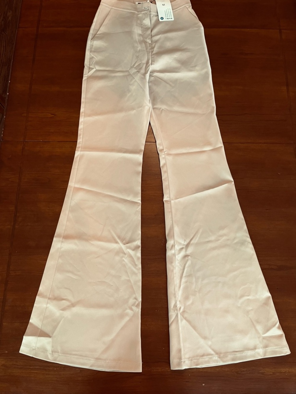Elagia High Waisted Wide Leg Palazzo Pants Beige Sand Medium NWT